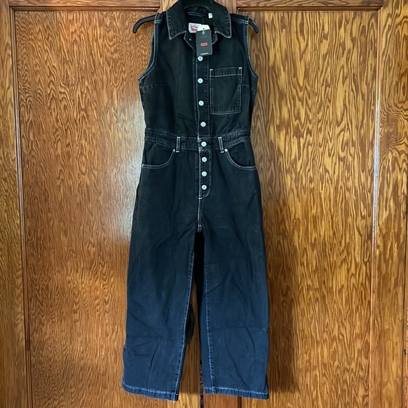 Levi's Sleeveless Denim Jumpsuit in Black "Thank you very Little" - Picture 4 of 11